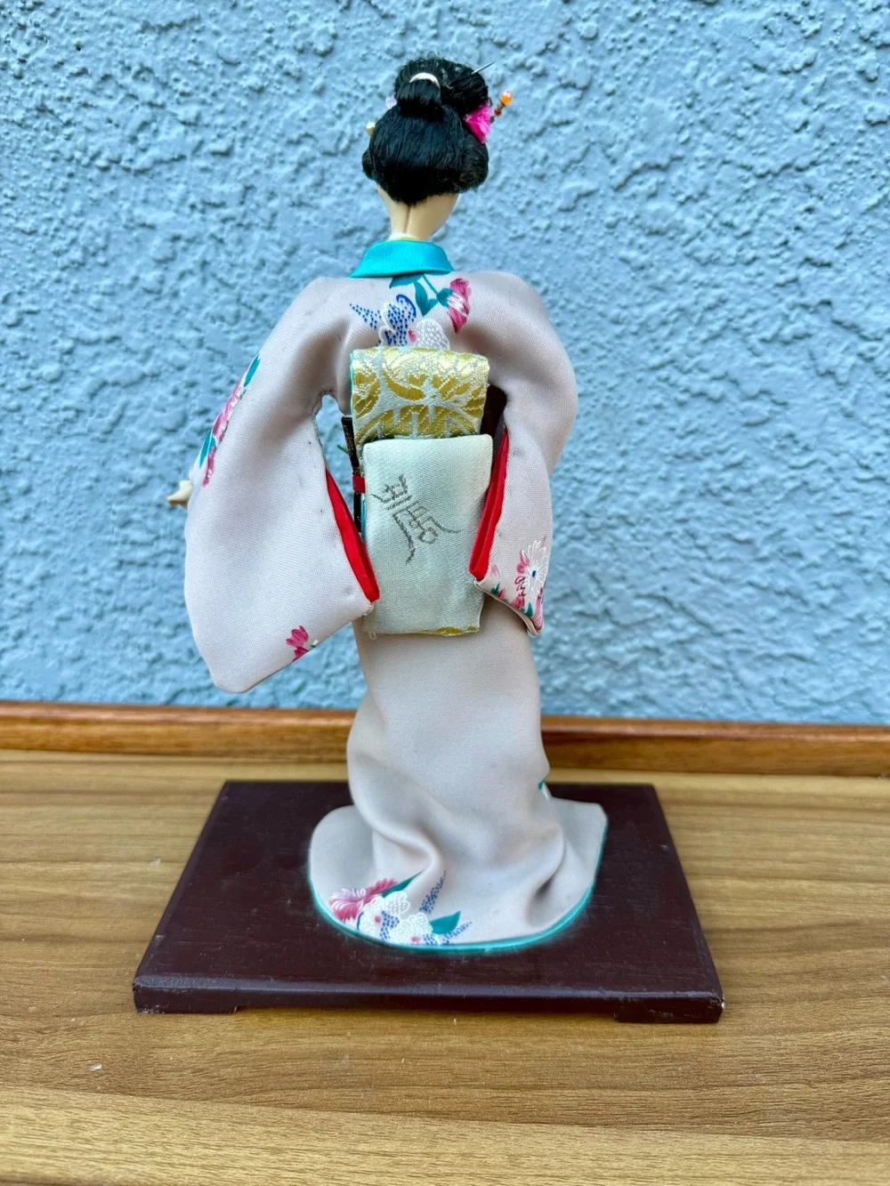 Vintage Japanese Geisha Kimono Dolls Lot of 2 Wooden Base 10